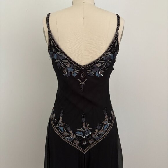 Stenay Y2K Black Silk Beaded Fairy Goth Dress Size 6 - Picture 6 of 11